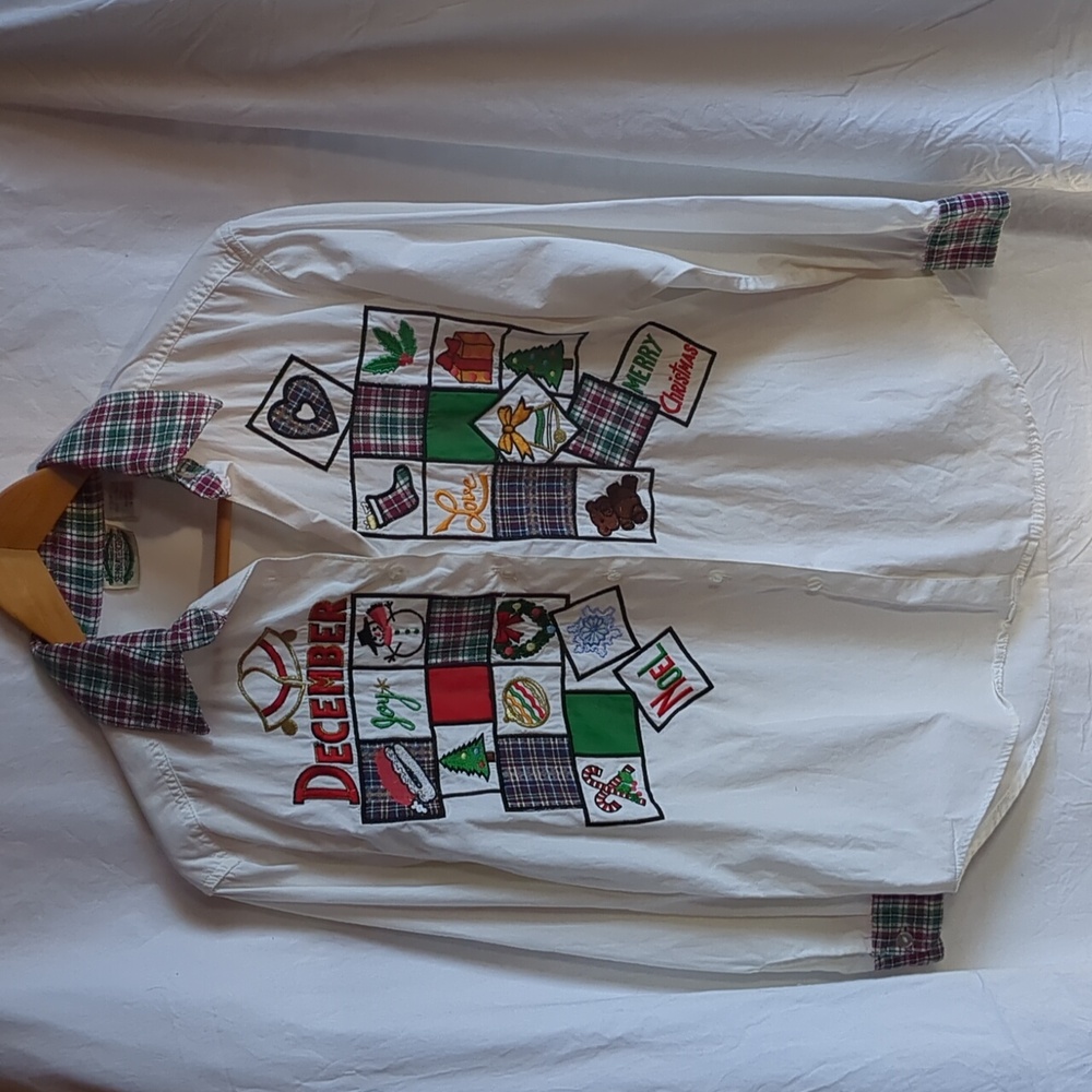 Christmas shirt button up Separate Scene cotton small